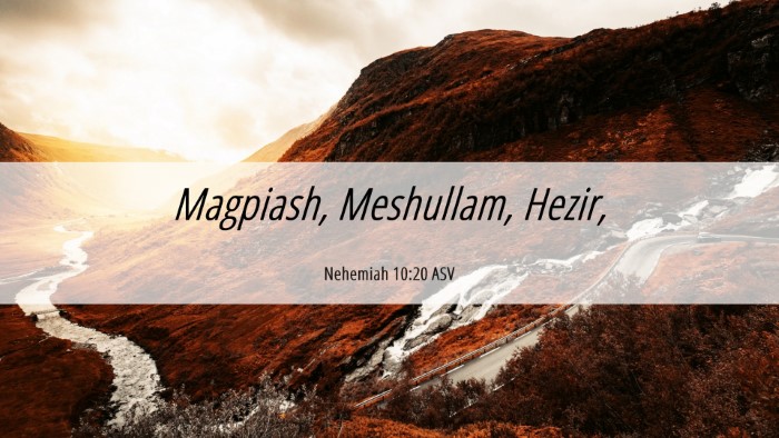 Picture 06 - Nehemiah 10:20 ASV Desktop Wallpaper - Magpiash, Meshullam, - Desktop Bible Verse Wallpaper
