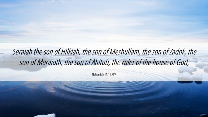 Picture 06 - Nehemiah 11:11 ASV Desktop Wallpaper - Seraiah the son of Hilkiah, the son of Meshullam, - Desktop Bible Verse Wallpaper