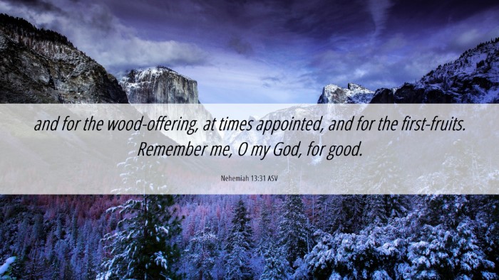 Picture 06 - Nehemiah 13:31 ASV Desktop Wallpaper - and for the wood-offering, at times appointed, - Desktop Bible Verse Wallpaper