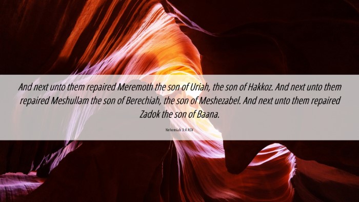 Picture 06 - Nehemiah 3:4 ASV Desktop Wallpaper - And next unto them repaired Meremoth the son of - Desktop Bible Verse Wallpaper