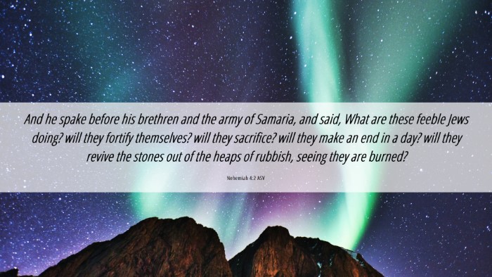 Picture 06 - Nehemiah 4:2 ASV Desktop Wallpaper - And he spake before his brethren and the army of - Desktop Bible Verse Wallpaper