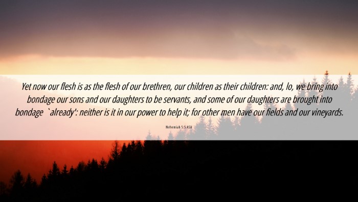 Picture 06 - Nehemiah 5:5 ASV Desktop Wallpaper - Yet now our flesh is as the flesh of our - Desktop Bible Verse Wallpaper