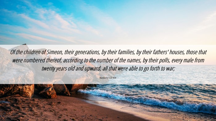 Picture 06 - Numbers 1:22 ASV Desktop Wallpaper - Of the children of Simeon, their generations, by - Desktop Bible Verse Wallpaper