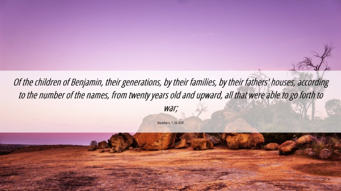 Picture 06 - Numbers 1:36 ASV Desktop Wallpaper - Of the children of Benjamin, their generations, - Desktop Bible Verse Wallpaper
