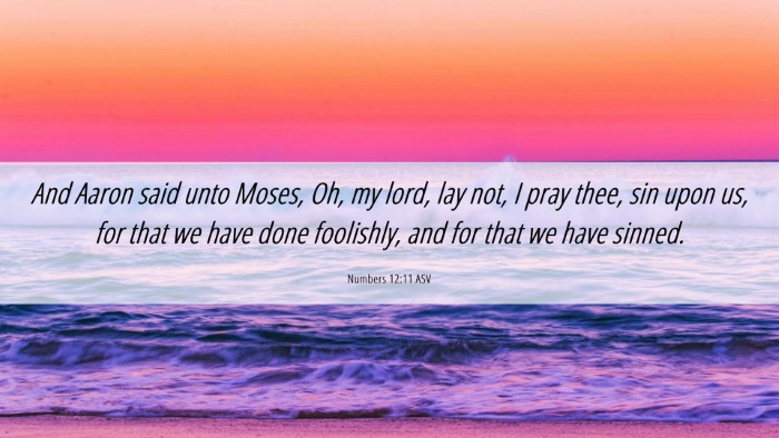 Picture 06 - Numbers 12:11 ASV Desktop Wallpaper - And Aaron said unto Moses, Oh, my lord, lay not, - Desktop Bible Verse Wallpaper