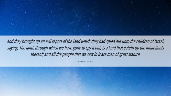 Picture 06 - Numbers 13:32 ASV Desktop Wallpaper - And they brought up an evil report of the land - Desktop Bible Verse Wallpaper