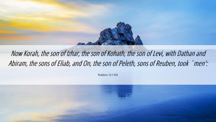 Picture 06 - Numbers 16:1 ASV Desktop Wallpaper - Now Korah, the son of Izhar, the son of Kohath, - Desktop Bible Verse Wallpaper