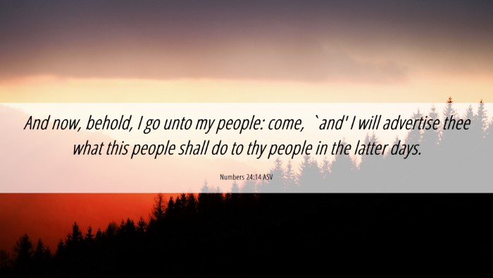 Picture 06 - Numbers 24:14 ASV Desktop Wallpaper - And now, behold, I go unto my people: come, `and' - Desktop Bible Verse Wallpaper