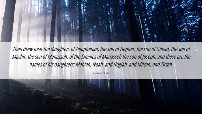 Picture 06 - Numbers 27:1 ASV Desktop Wallpaper - Then drew near the daughters of Zelophehad, the - Desktop Bible Verse Wallpaper