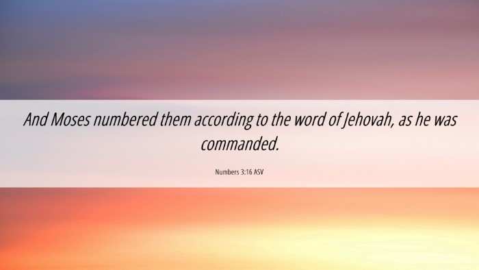 Picture 06 - Numbers 3:16 ASV Desktop Wallpaper - And Moses numbered them according to the word of - Desktop Bible Verse Wallpaper