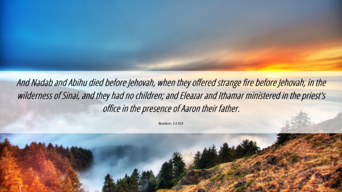 Picture 06 - Numbers 3:4 ASV Desktop Wallpaper - And Nadab and Abihu died before Jehovah, when - Desktop Bible Verse Wallpaper
