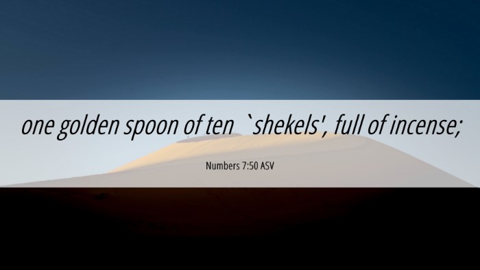 Picture 06 - Numbers 7:50 ASV Desktop Wallpaper - one golden spoon of ten `shekels', full of - Desktop Bible Verse Wallpaper