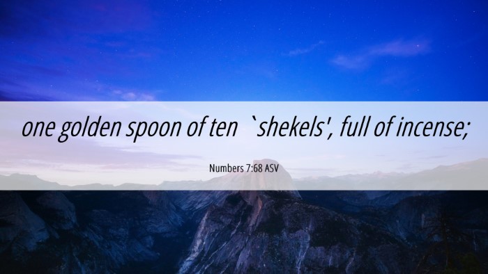 Picture 06 - Numbers 7:68 ASV Desktop Wallpaper - one golden spoon of ten `shekels', full of - Desktop Bible Verse Wallpaper