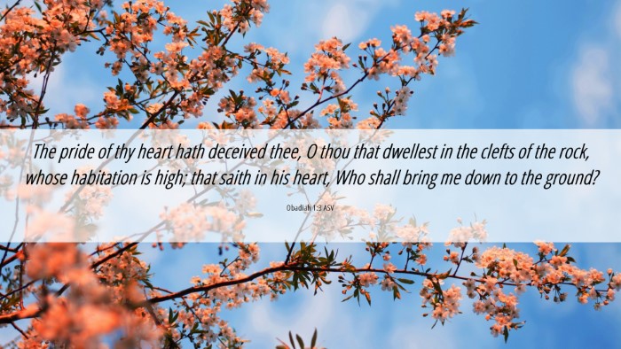 Picture 06 - Obadiah 1:3 ASV Desktop Wallpaper - The pride of thy heart hath deceived thee, O thou - Desktop Bible Verse Wallpaper