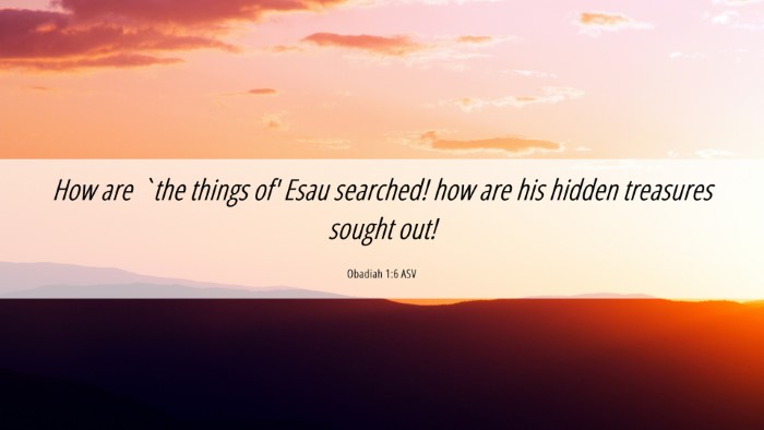 Picture 06 - Obadiah 1:6 ASV Desktop Wallpaper - How are `the things of' Esau searched! how are - Desktop Bible Verse Wallpaper