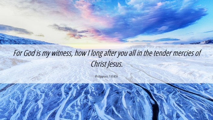 Picture 06 - Philippians 1:8 ASV Desktop Wallpaper - For God is my witness, how I long after you all - Desktop Bible Verse Wallpaper