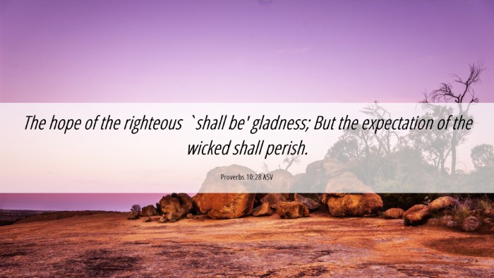 Picture 06 - Proverbs 10:28 ASV Desktop Wallpaper - The hope of the righteous `shall be' gladness; - Desktop Bible Verse Wallpaper