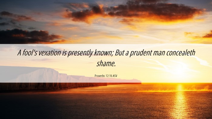 Picture 06 - Proverbs 12:16 ASV Desktop Wallpaper - A fool's vexation is presently known; But a - Desktop Bible Verse Wallpaper