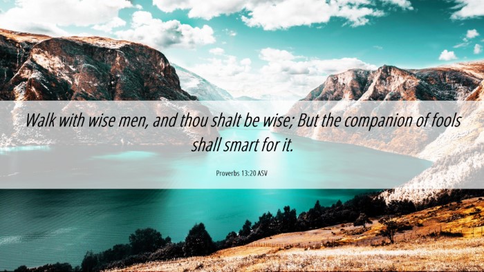 Picture 06 - Proverbs 13:20 ASV Desktop Wallpaper - Walk with wise men, and thou shalt be wise; But - Desktop Bible Verse Wallpaper
