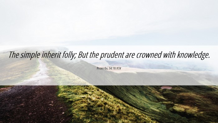 Picture 06 - Proverbs 14:18 ASV Desktop Wallpaper - The simple inherit folly; But the prudent are - Desktop Bible Verse Wallpaper