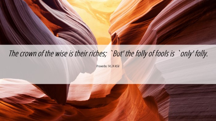 Picture 06 - Proverbs 14:24 ASV Desktop Wallpaper - The crown of the wise is their riches; `But' the - Desktop Bible Verse Wallpaper