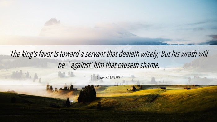 Picture 06 - Proverbs 14:35 ASV Desktop Wallpaper - The king's favor is toward a servant that dealeth - Desktop Bible Verse Wallpaper