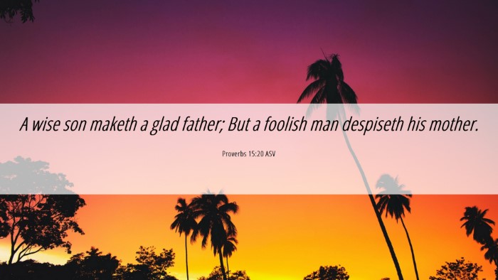 Picture 06 - Proverbs 15:20 ASV Desktop Wallpaper - A wise son maketh a glad father; But a foolish - Desktop Bible Verse Wallpaper