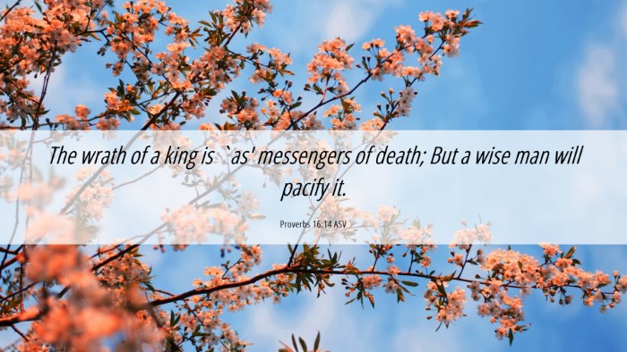 Picture 06 - Proverbs 16:14 ASV Desktop Wallpaper - The wrath of a king is `as' messengers of death; - Desktop Bible Verse Wallpaper