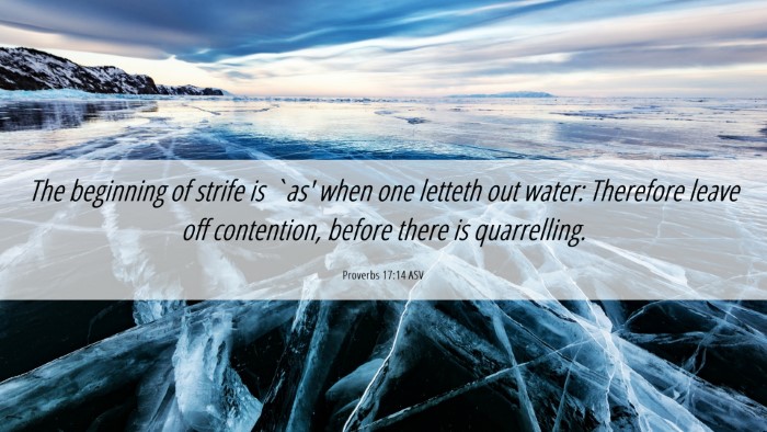 Picture 06 - Proverbs 17:14 ASV Desktop Wallpaper - The beginning of strife is `as' when one letteth - Desktop Bible Verse Wallpaper