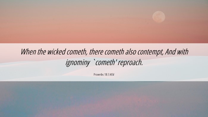 Picture 06 - Proverbs 18:3 ASV Desktop Wallpaper - When the wicked cometh, there cometh also - Desktop Bible Verse Wallpaper