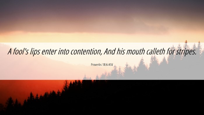 Picture 06 - Proverbs 18:6 ASV Desktop Wallpaper - A fool's lips enter into contention, And his - Desktop Bible Verse Wallpaper