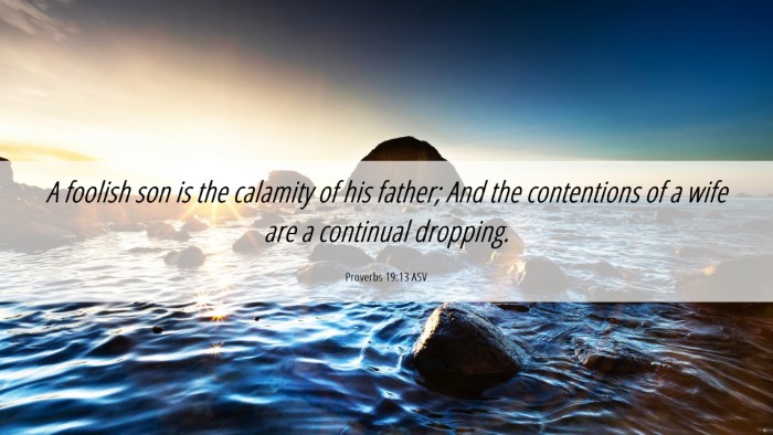 Picture 06 - Proverbs 19:13 ASV Desktop Wallpaper - A foolish son is the calamity of his father; And - Desktop Bible Verse Wallpaper