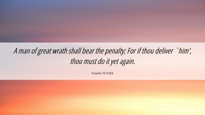 Picture 06 - Proverbs 19:19 ASV Desktop Wallpaper - A man of great wrath shall bear the penalty; For - Desktop Bible Verse Wallpaper