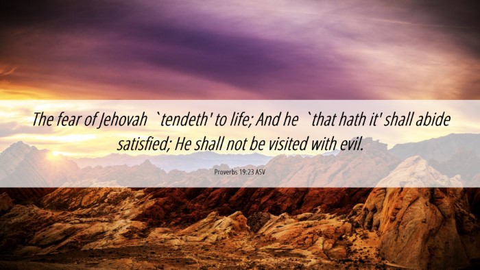 Picture 06 - Proverbs 19:23 ASV Desktop Wallpaper - The fear of Jehovah `tendeth' to life; And he - Desktop Bible Verse Wallpaper