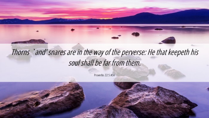 Picture 06 - Proverbs 22:5 ASV Desktop Wallpaper - Thorns `and' snares are in the way of the - Desktop Bible Verse Wallpaper