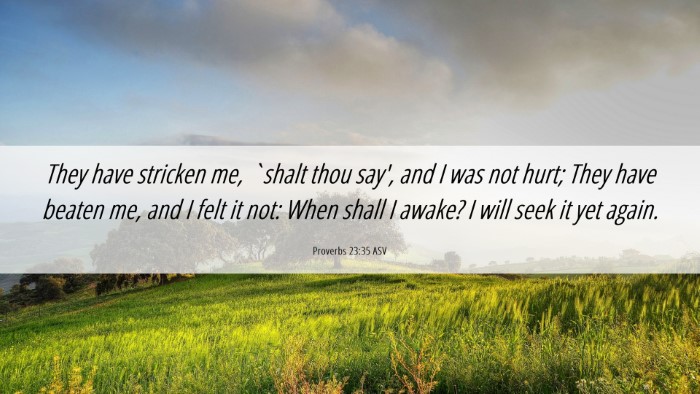 Picture 06 - Proverbs 23:35 ASV Desktop Wallpaper - They have stricken me, `shalt thou say', and I - Desktop Bible Verse Wallpaper