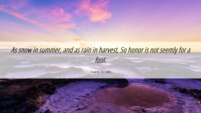 Picture 06 - Proverbs 26:1 ASV Desktop Wallpaper - As snow in summer, and as rain in harvest, So - Desktop Bible Verse Wallpaper