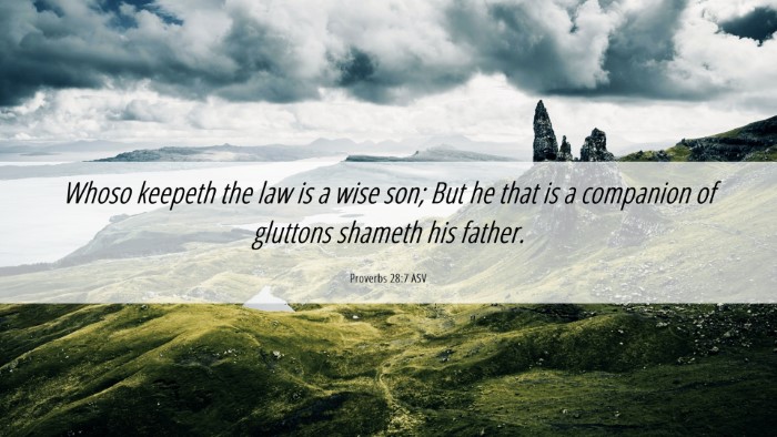 Picture 06 - Proverbs 28:7 ASV Desktop Wallpaper - Whoso keepeth the law is a wise son; But he that - Desktop Bible Verse Wallpaper