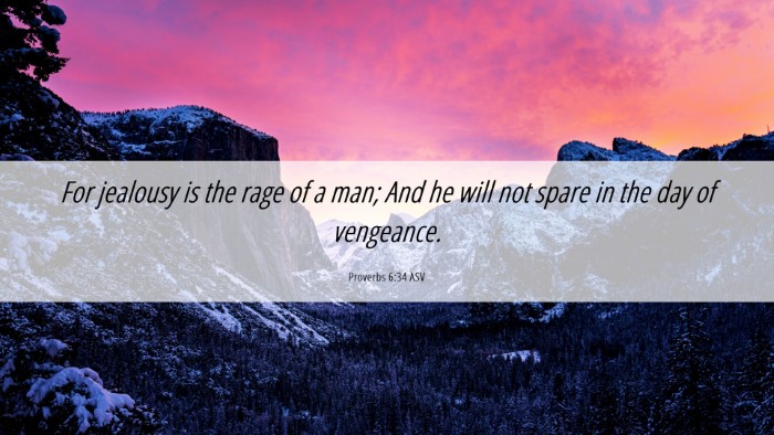 Picture 06 - Proverbs 6:34 ASV Desktop Wallpaper - For jealousy is the rage of a man; And he will - Desktop Bible Verse Wallpaper