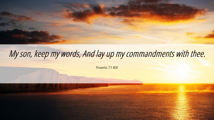 Picture 06 - Proverbs 7:1 ASV Desktop Wallpaper - My son, keep my words, And lay up my commandments - Desktop Bible Verse Wallpaper