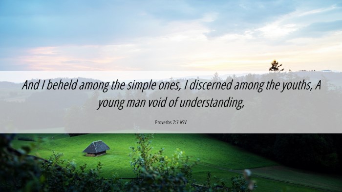 Picture 06 - Proverbs 7:7 ASV Desktop Wallpaper - And I beheld among the simple ones, I discerned - Desktop Bible Verse Wallpaper