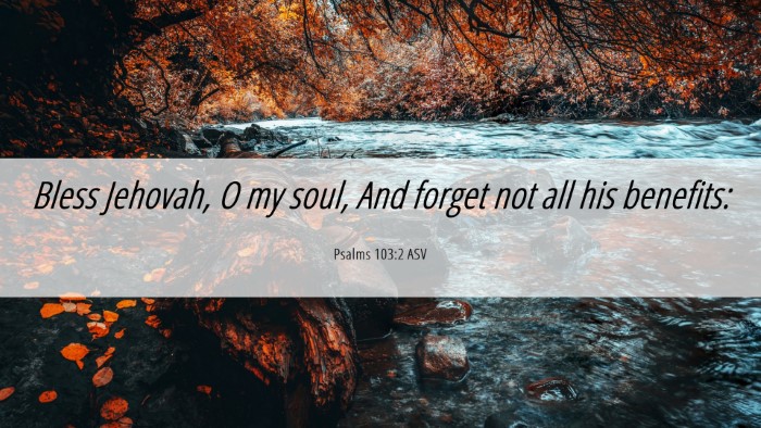 Picture 06 - Psalms 103:2 ASV Desktop Wallpaper - Bless Jehovah, O my soul, And forget not all his - Desktop Bible Verse Wallpaper
