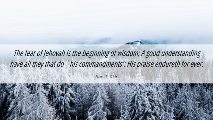 Picture 06 - Psalms 111:10 ASV Desktop Wallpaper - The fear of Jehovah is the beginning of wisdom; A - Desktop Bible Verse Wallpaper