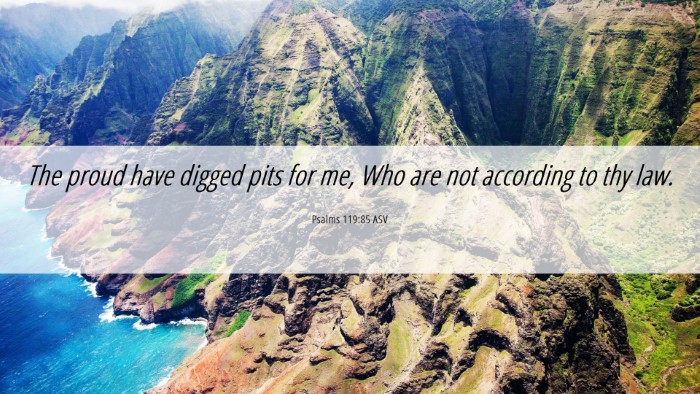 Picture 06 - Psalms 119:85 ASV Desktop Wallpaper - The proud have digged pits for me, Who are not - Desktop Bible Verse Wallpaper
