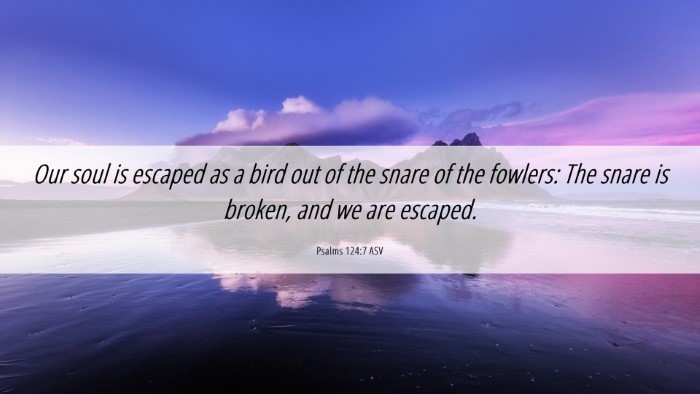 Picture 06 - Psalms 124:7 ASV Desktop Wallpaper - Our soul is escaped as a bird out of the snare of - Desktop Bible Verse Wallpaper