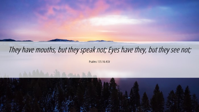Picture 06 - Psalms 135:16 ASV Desktop Wallpaper - They have mouths, but they speak not; Eyes have - Desktop Bible Verse Wallpaper