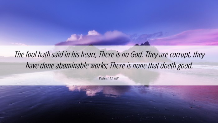 Picture 06 - Psalms 14:1 ASV Desktop Wallpaper - The fool hath said in his heart, There is no God. - Desktop Bible Verse Wallpaper
