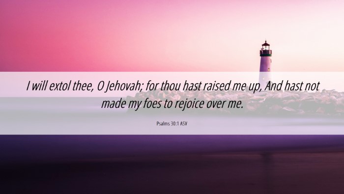 Picture 06 - Psalms 30:1 ASV Desktop Wallpaper - I will extol thee, O Jehovah; for thou hast - Desktop Bible Verse Wallpaper