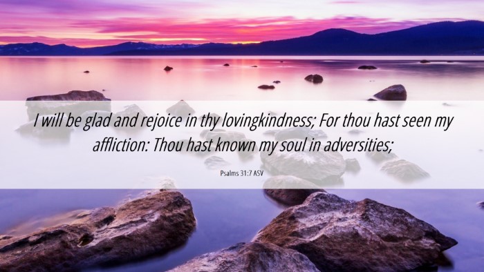 Picture 06 - Psalms 31:7 ASV Desktop Wallpaper - I will be glad and rejoice in thy lovingkindness; - Desktop Bible Verse Wallpaper
