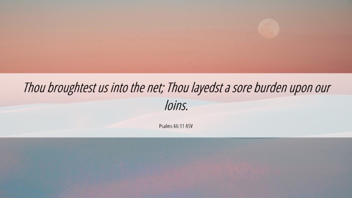 Picture 06 - Psalms 66:11 ASV Desktop Wallpaper - Thou broughtest us into the net; Thou layedst a - Desktop Bible Verse Wallpaper